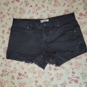 Free People Black Denim Cut Offs